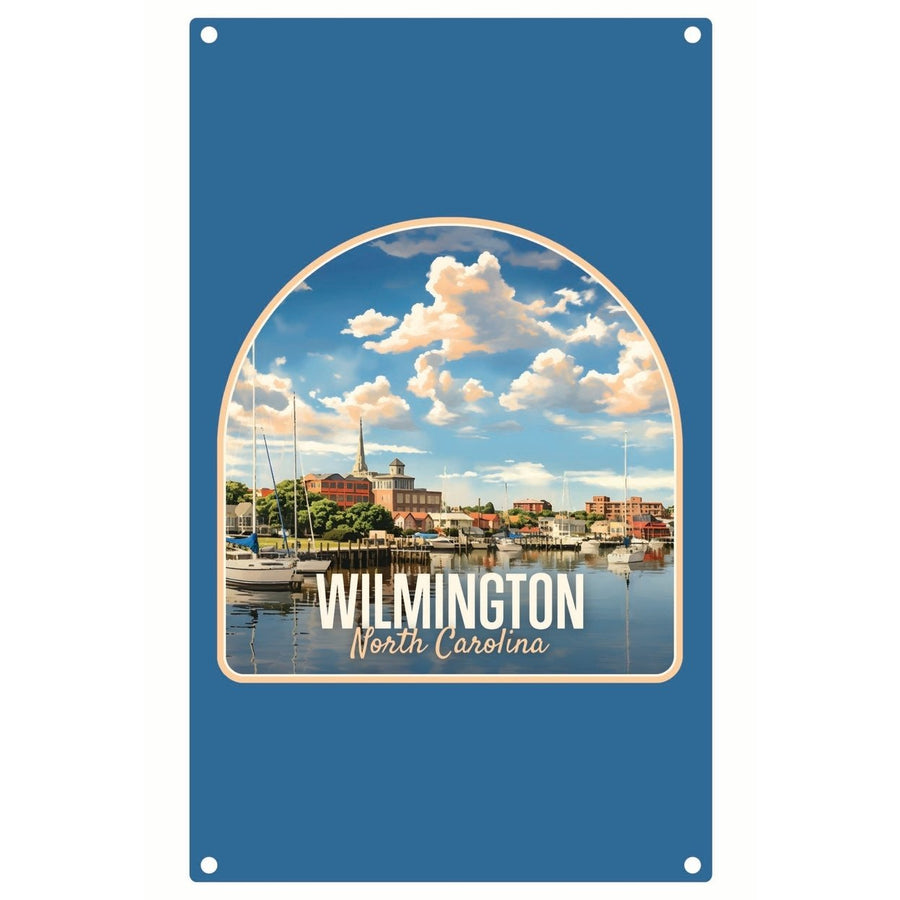 Wilmington North Carolina Riverwalk Design Souvenir Metal Sign 9 x 15 Image 1