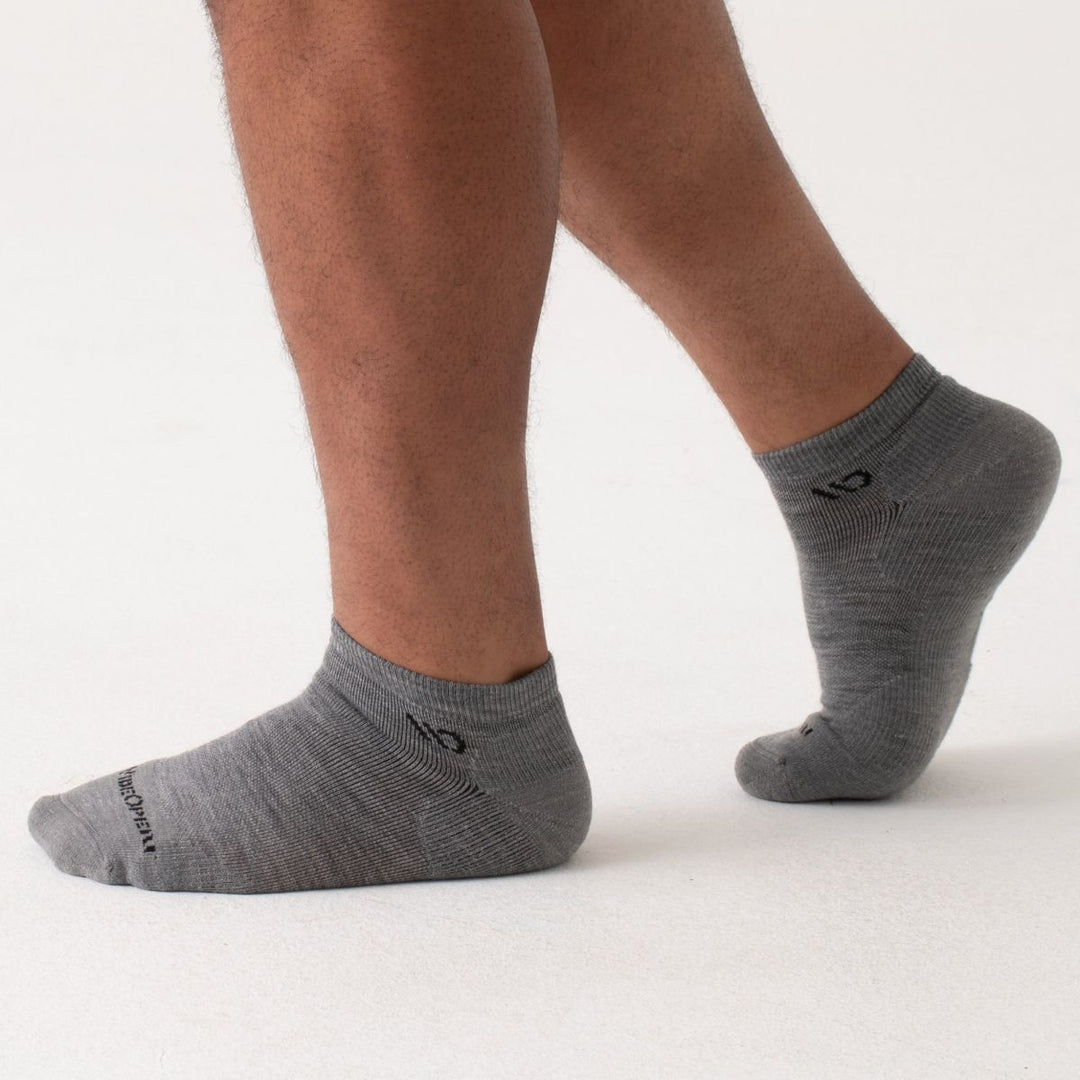 WIDE OPEN SOCKS Mens Solid Cushioned No Show Sock Light Grey - 9000-LIGHT GRAY LIGHT GRAY Image 3