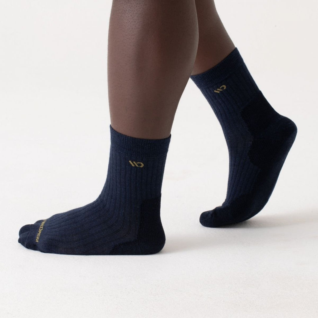 WIDE OPEN SOCKS Mens Solid Cushioned Micro Crew Sock Denim - 9001-DENIM DENIM Image 2