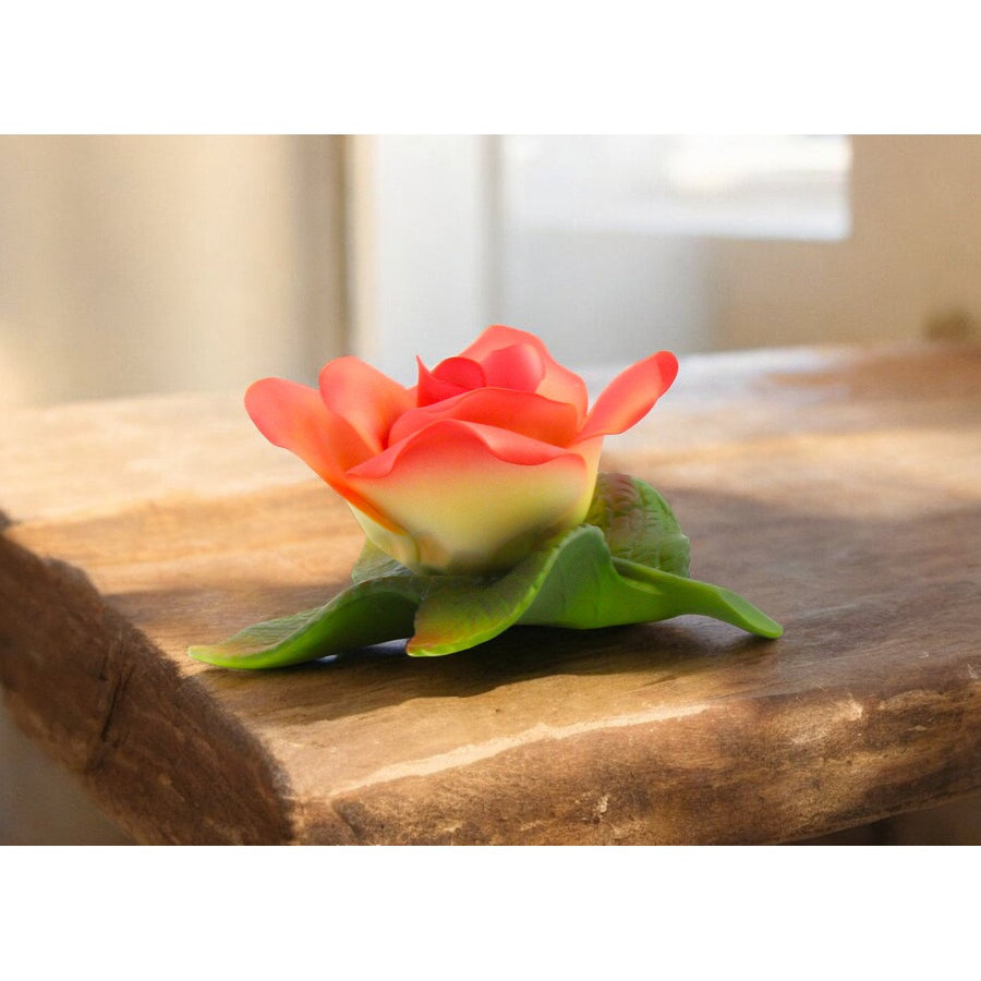 Ceramic Peach Rose Flower Figurine 2 1/4"  Mom Spring Image 1