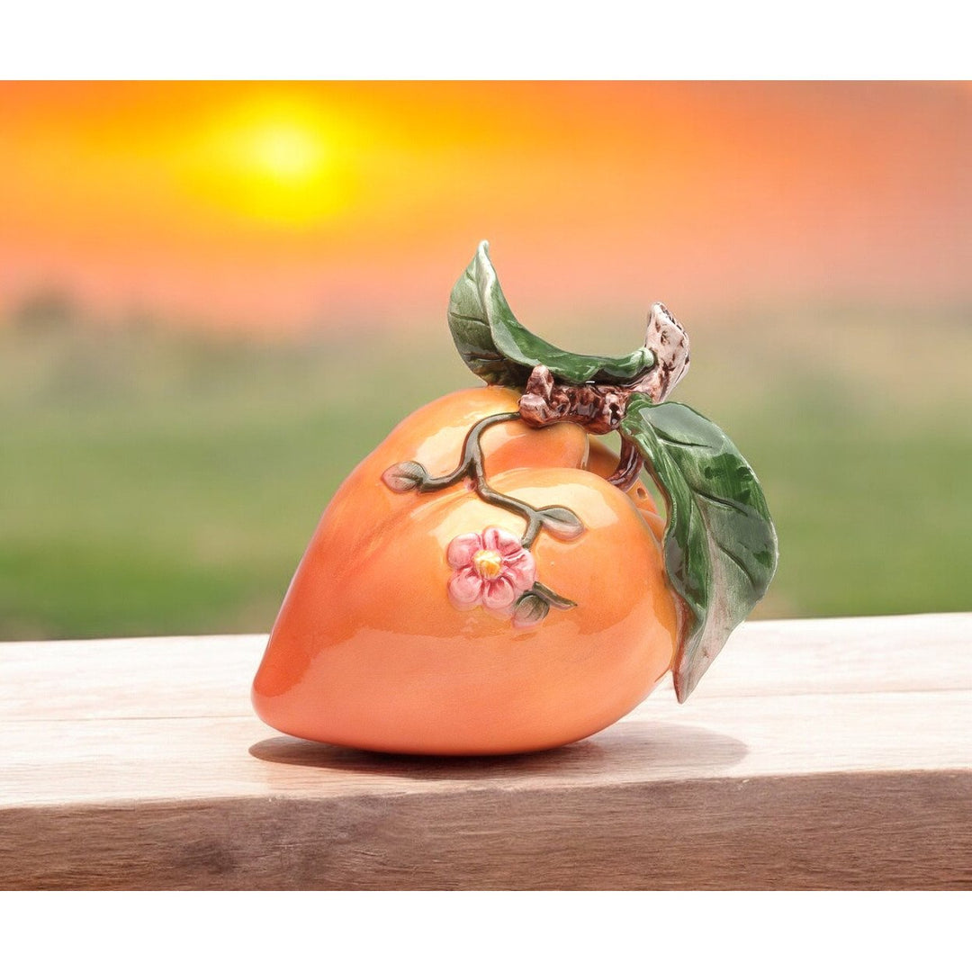 Ceramic Peach Figurine 6.5 Inch Home  Mom Image 1