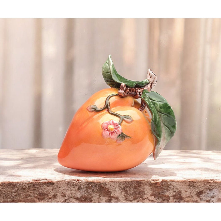 Ceramic Peach Figurine 6.5 Inch Home  Mom Image 2