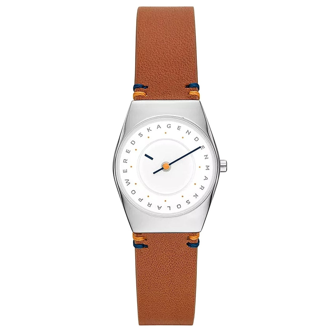 Skagen Womens Lille White Dial Watch SKW3086 Stainless Steel Leather Strap Image 1