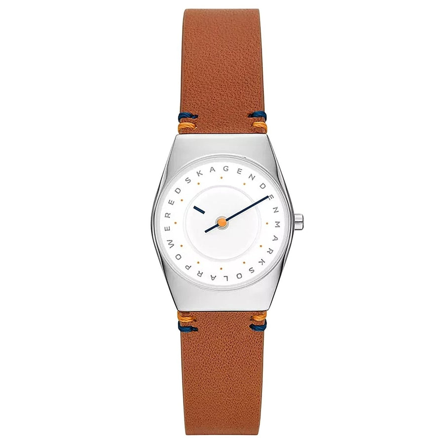 Skagen Womens Lille White Dial Watch SKW3086 Stainless Steel Leather Strap Image 1