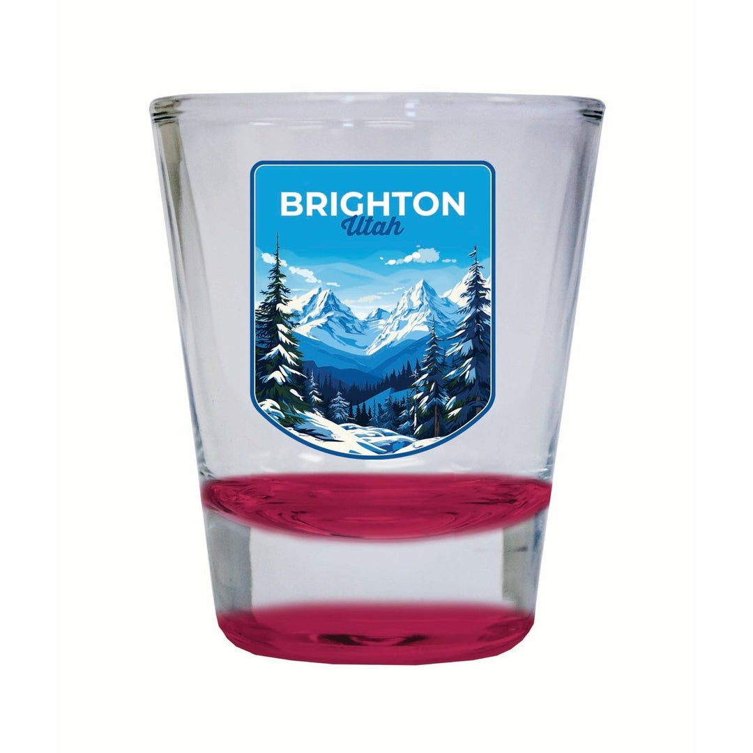 Brighton Utah Ski Resort Mountain Design Souvenir 2 Ounce Shot Glass Round Image 1