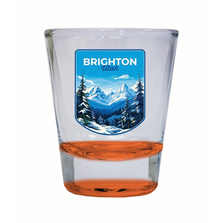 Brighton Utah Ski Resort Mountain Design Souvenir 2 Ounce Shot Glass Round Image 2