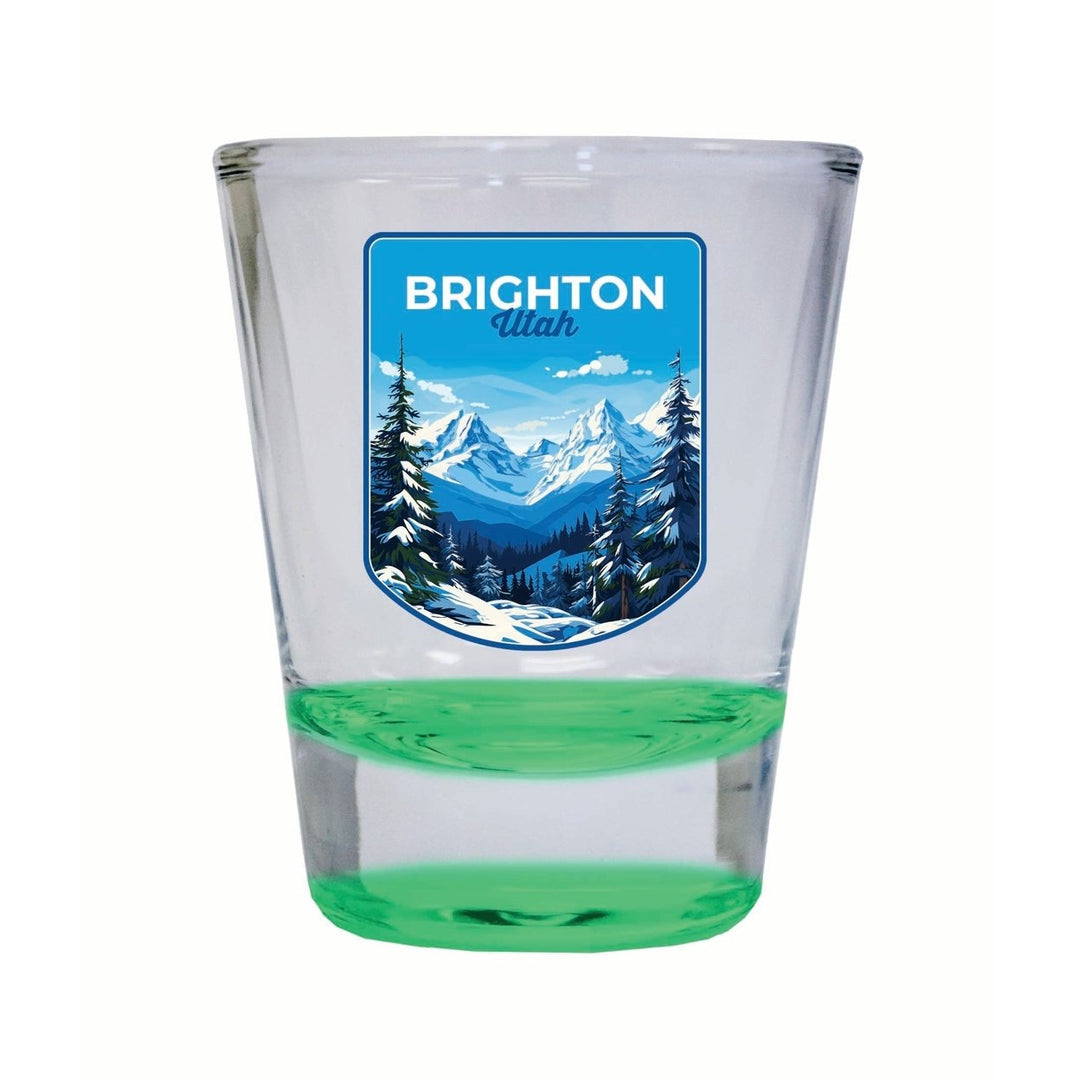 Brighton Utah Ski Resort Mountain Design Souvenir 2 Ounce Shot Glass Round Image 4