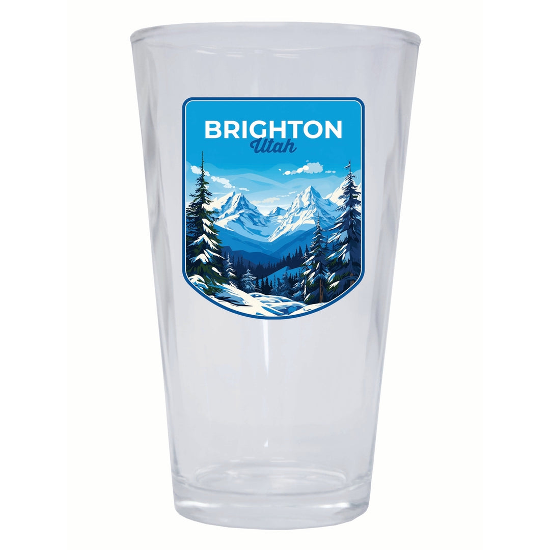 Brighton Utah Ski Resort Mountain Design Souvenir 16 oz Pint Glass Image 1