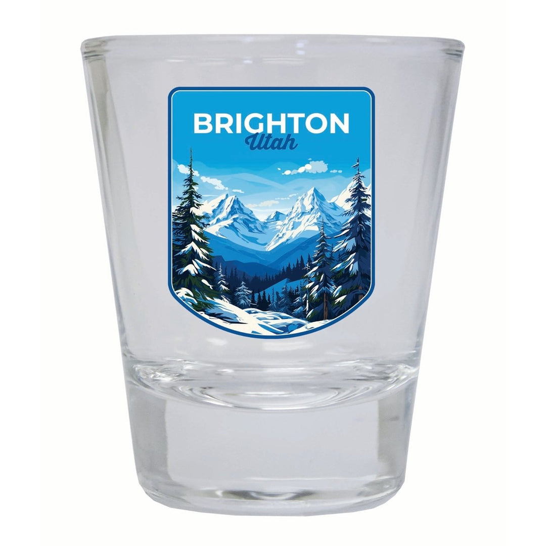 Brighton Utah Ski Resort Mountain Design Souvenir 2 Ounce Shot Glass Round Image 4