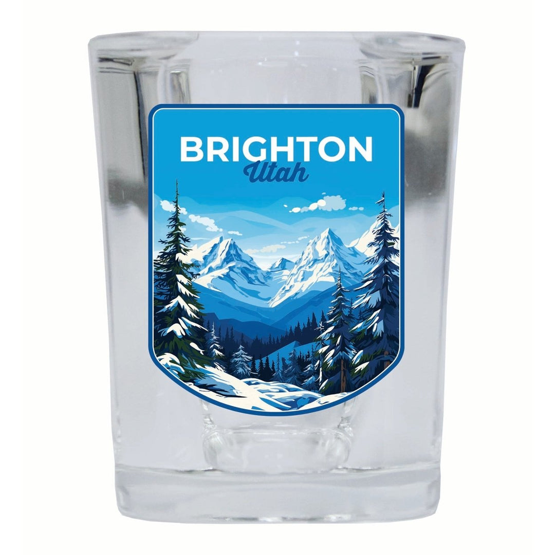 Brighton Utah Ski Resort Mountain Design Souvenir 2 Ounce Shot Glass Square Image 1