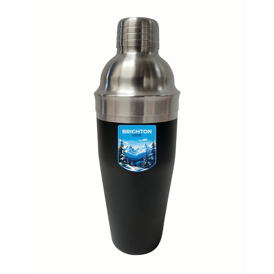 Brighton Utah Ski Resort Mountain Design Souvenir 24 oz Stainless Steel Cocktail Shaker Black Image 1