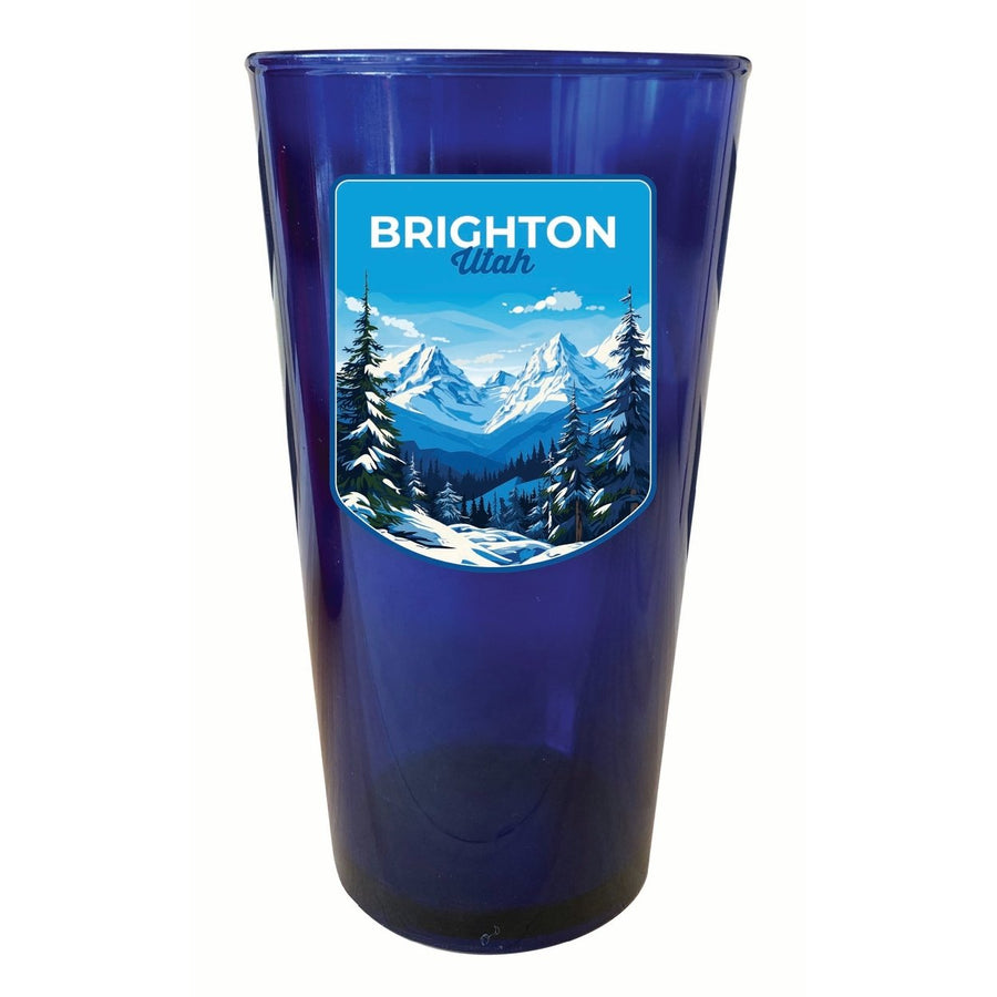 Brighton Utah Ski Resort Mountain Design Souvenir Plastic 16 oz pint Image 1