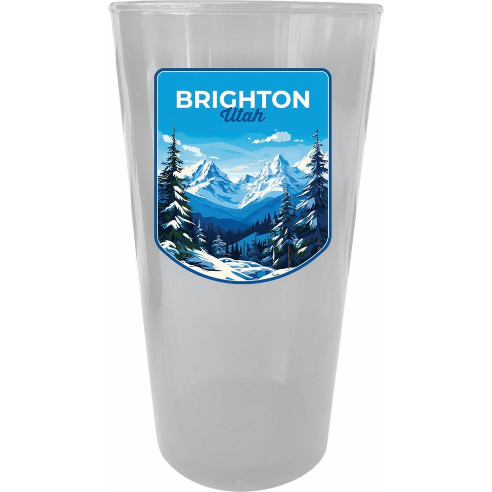 Brighton Utah Ski Resort Mountain Design Souvenir Plastic 16 oz pint Image 2