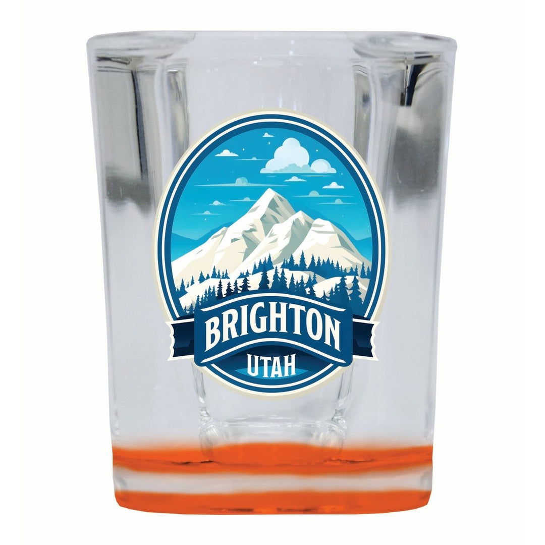 Brighton Utah Snowy Mountain Illustration Design Souvenir 2 Ounce Shot Glass Square Image 1