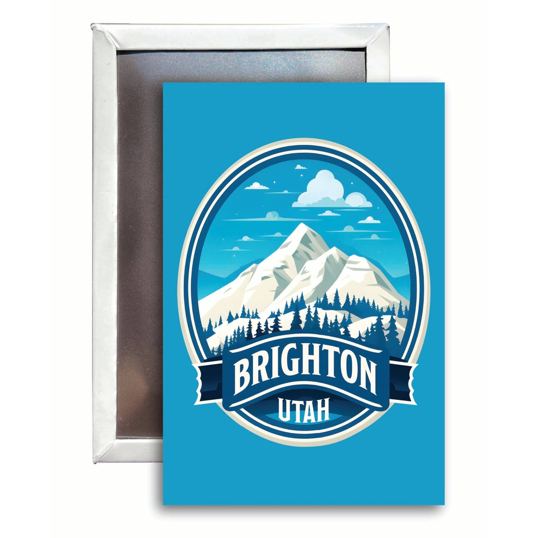 Brighton Utah Snowy Mountain Illustration Design Souvenir 2x3-Inch Fridge Magnet Image 1