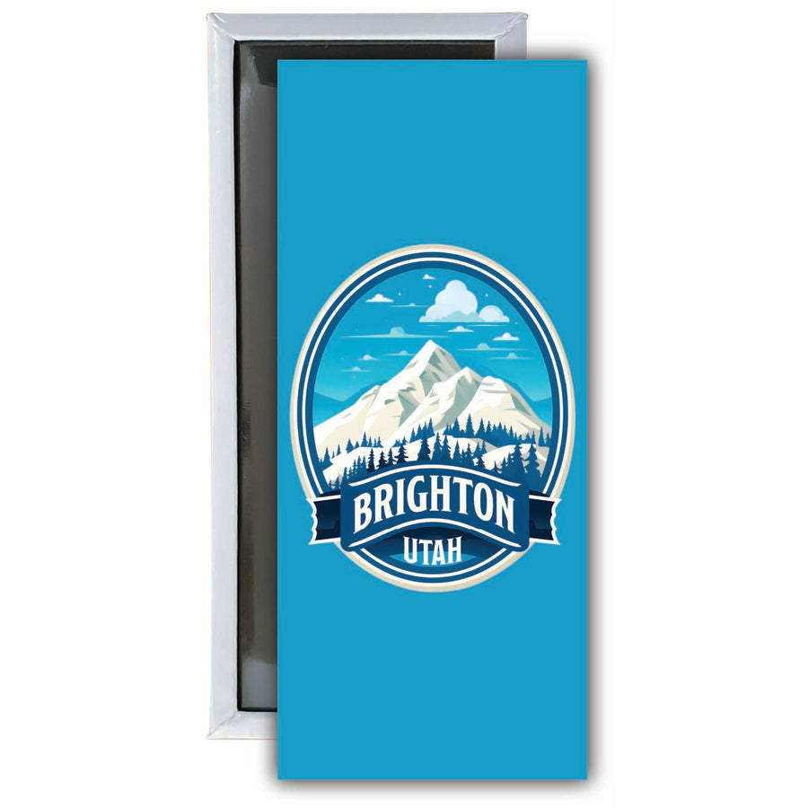 Brighton Utah Snowy Mountain Illustration Design Souvenir Fridge Magnet 4.75 x 2 Inch Image 1