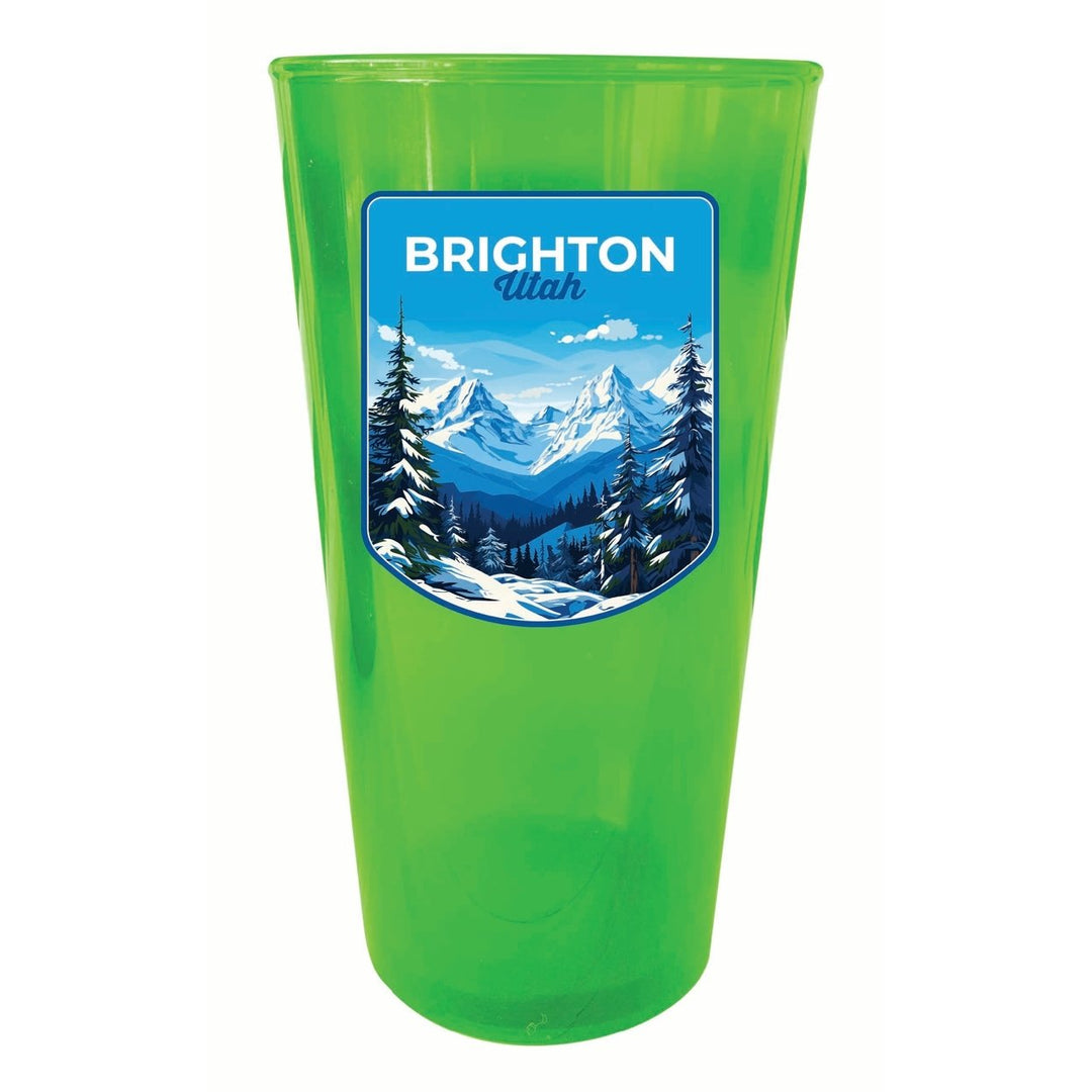 Brighton Utah Ski Resort Mountain Design Souvenir Plastic 16 oz pint Image 3