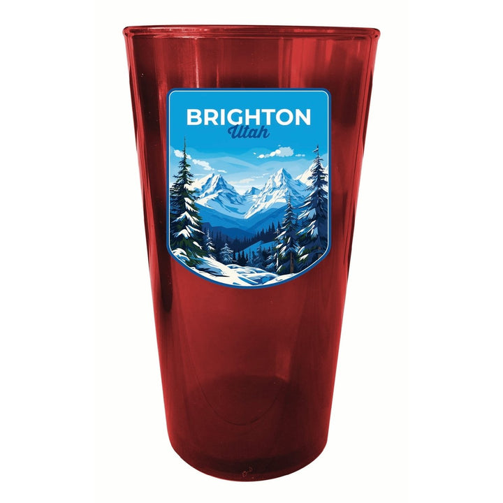 Brighton Utah Ski Resort Mountain Design Souvenir Plastic 16 oz pint Image 4