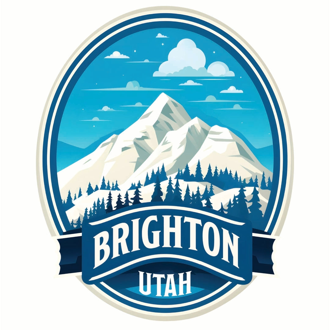 Brighton Utah Snowy Mountain Illustration Design Souvenir Vinyl Decal Sticker Image 1