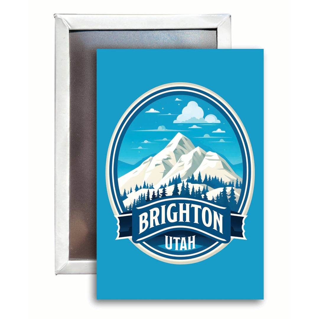 Brighton Utah Snowy Mountain Illustration Design Souvenir Refrigerator Magnet 2.5"X3.5" Image 1