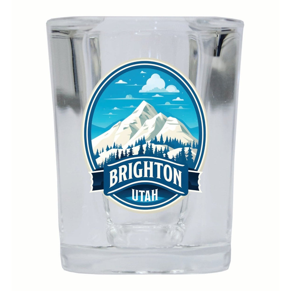 Brighton Utah Snowy Mountain Illustration Design Souvenir 2 Ounce Shot Glass Square Image 2