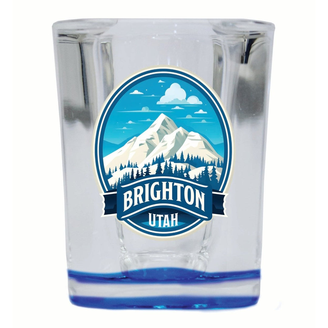 Brighton Utah Snowy Mountain Illustration Design Souvenir 2 Ounce Shot Glass Square Image 3