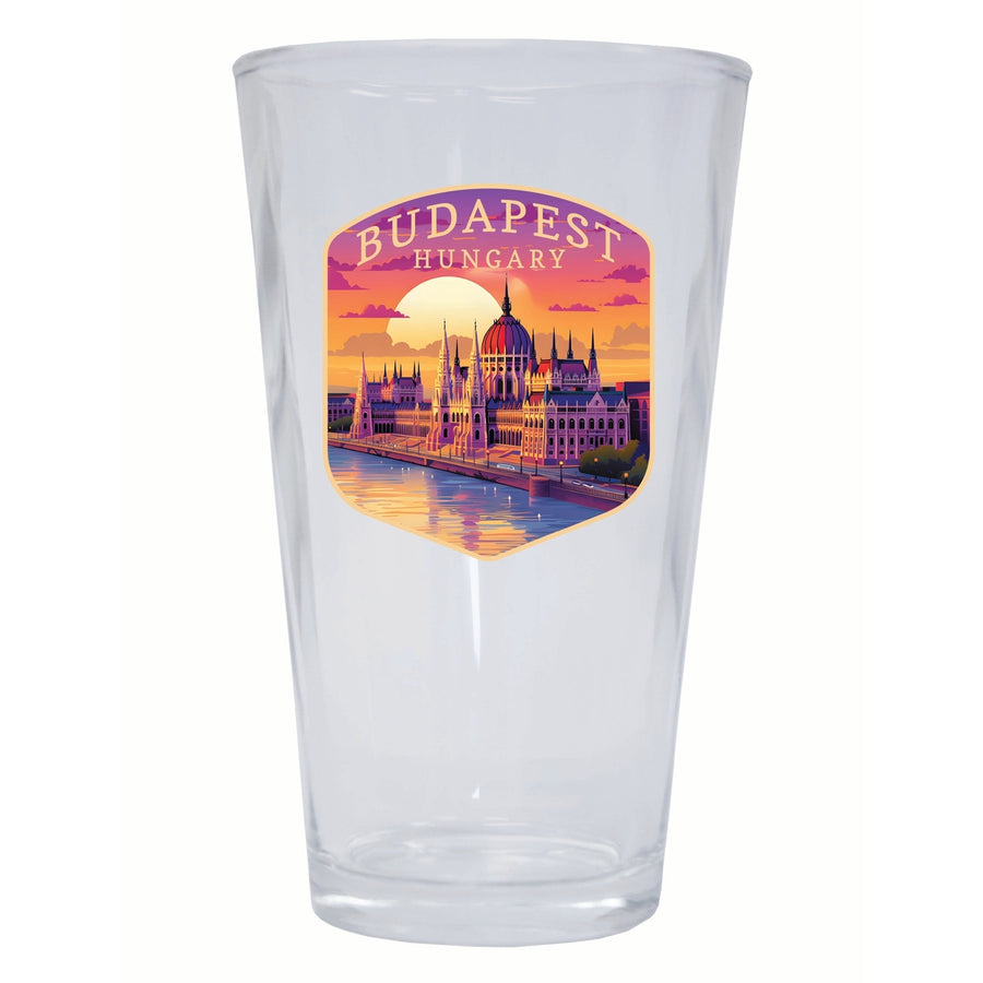 Budapest Hungary Parliament Building Design Souvenir 16 oz Pint Glass Image 1