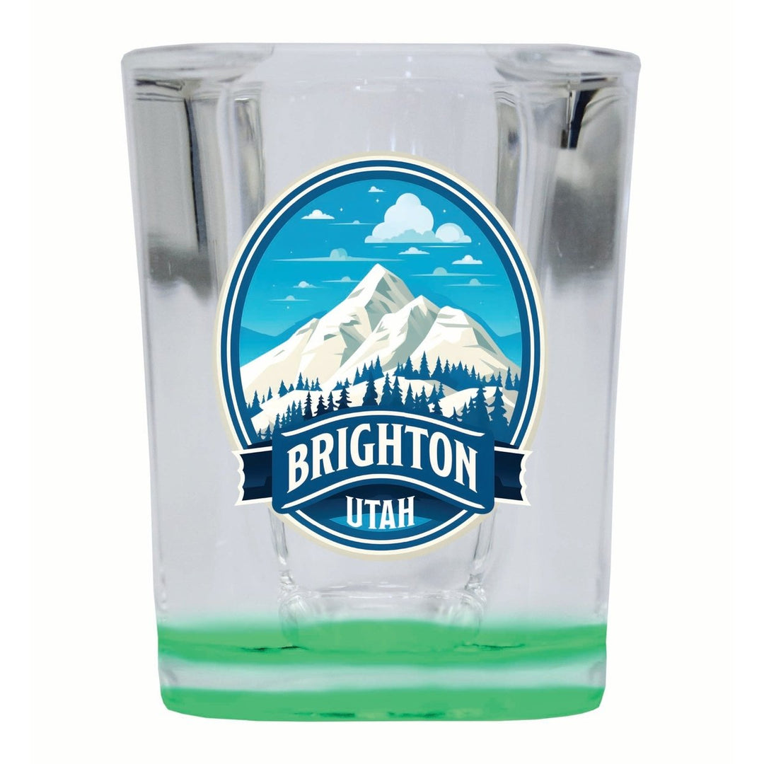 Brighton Utah Snowy Mountain Illustration Design Souvenir 2 Ounce Shot Glass Square Image 4