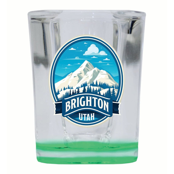 Brighton Utah Snowy Mountain Illustration Design Souvenir 2 Ounce Shot Glass Square Image 1