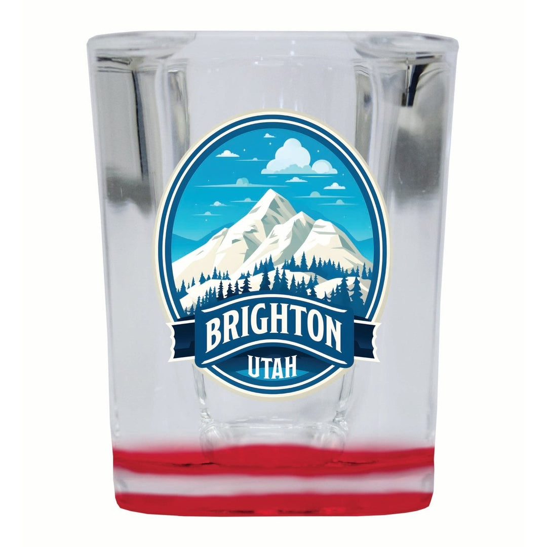 Brighton Utah Snowy Mountain Illustration Design Souvenir 2 Ounce Shot Glass Square Image 1