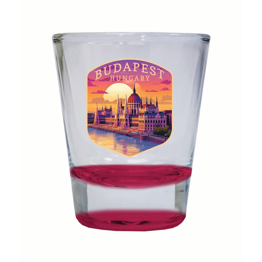 Budapest Hungary Parliament Building Design Souvenir 2 Ounce Shot Glass Round Image 1