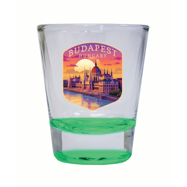 Budapest Hungary Parliament Building Design Souvenir 2 Ounce Shot Glass Round Image 2