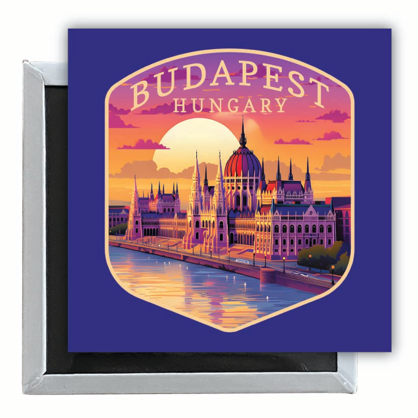 Budapest Hungary Parliament Building Design Souvenir 2.5 x 2.5-Inch Fridge Magnet Image 1