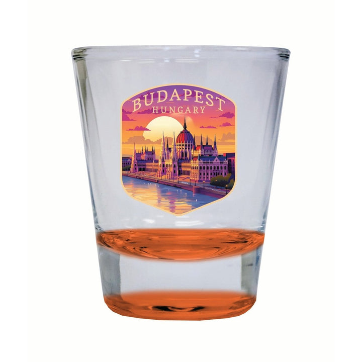 Budapest Hungary Parliament Building Design Souvenir 2 Ounce Shot Glass Round Image 3