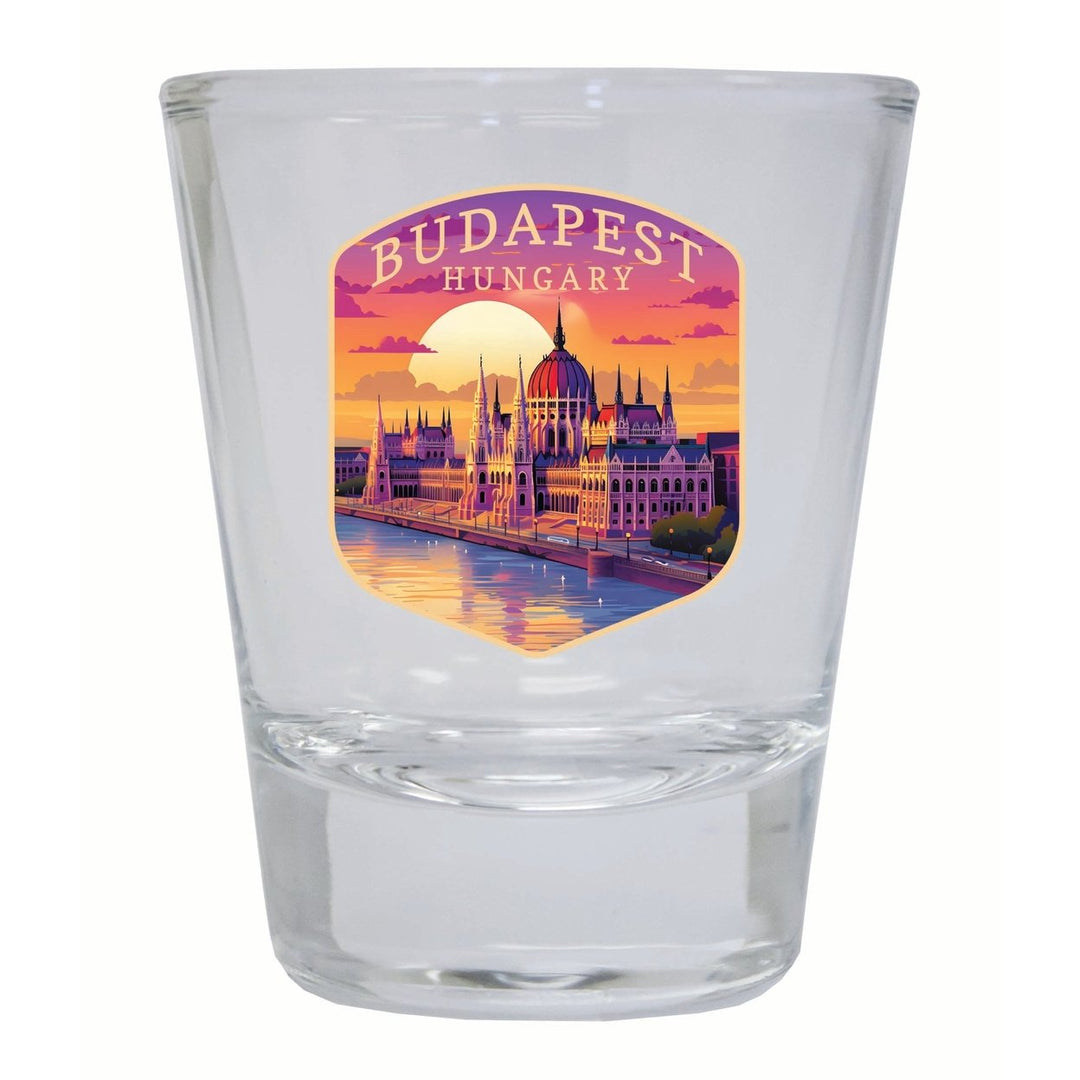 Budapest Hungary Parliament Building Design Souvenir 2 Ounce Shot Glass Round Image 4