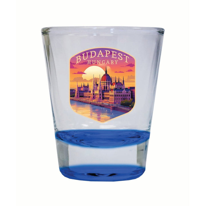 Budapest Hungary Parliament Building Design Souvenir 2 Ounce Shot Glass Round Image 4