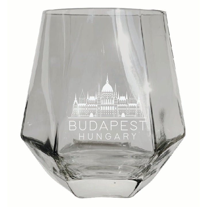 Budapest Hungary Souvenir Stemless Diamond Wine Glass Engraved 15 oz Image 3