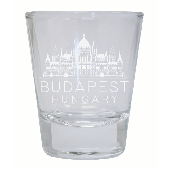 Budapest Hungary Souvenir 2 Ounce Engraved Shot Glass Round Image 1