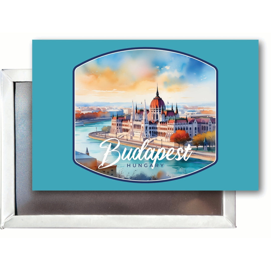 Budapest Hungary Watercolor Cityscape Design Souvenir 2x3-Inch Fridge Magnet Image 1