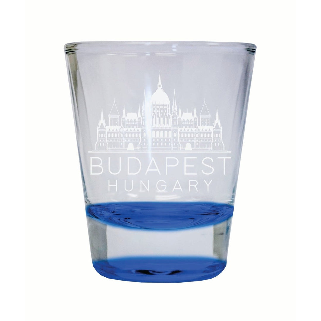 Budapest Hungary Souvenir 2 Ounce Engraved Shot Glass Round Image 1