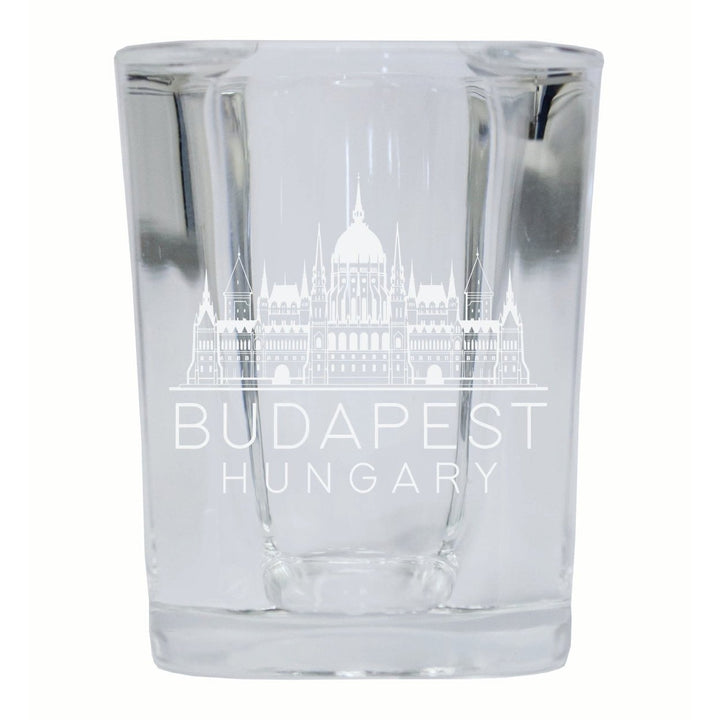 Budapest Hungary Souvenir 2 Ounce Engraved Shot Glass Square Image 1