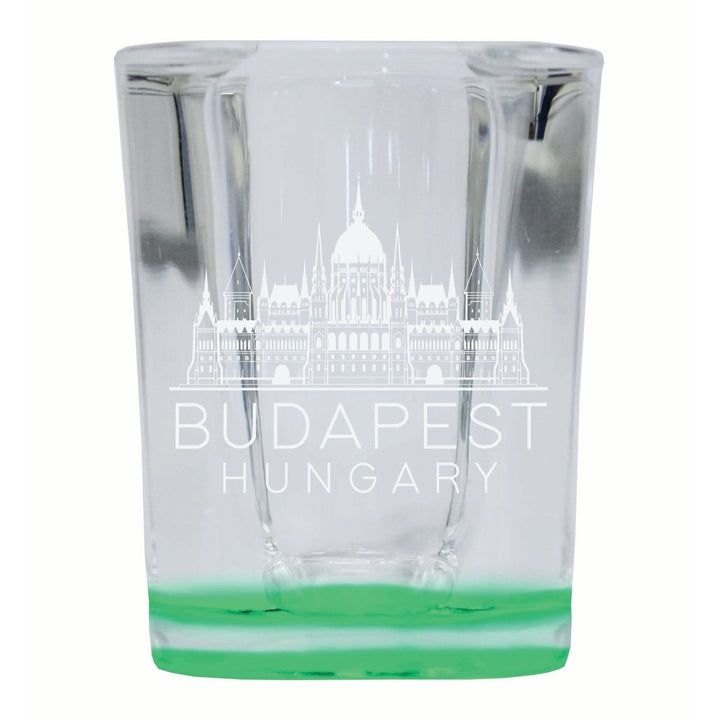 Budapest Hungary Souvenir 2 Ounce Engraved Shot Glass Square Image 1