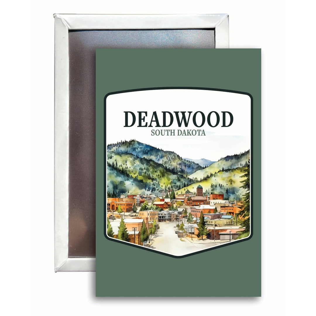 Deadwood South Dakota Watercolor Cityscape Design Souvenir 2x3-Inch Fridge Magnet Image 1