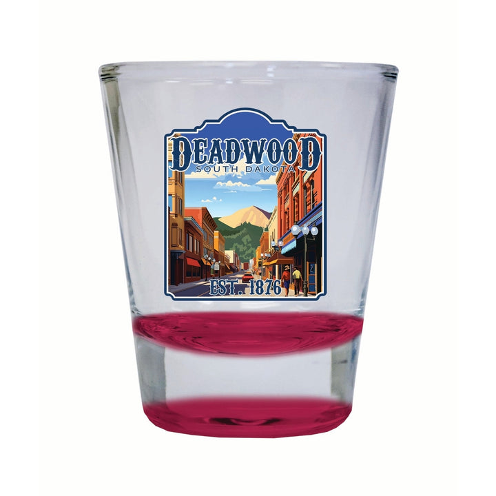 Deadwood South Dakota Wild West Design Souvenir 2 Ounce Shot Glass Round Image 1