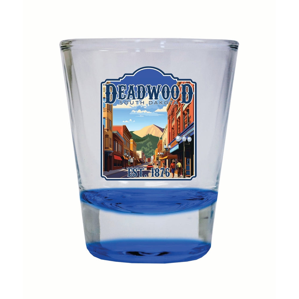 Deadwood South Dakota Wild West Design Souvenir 2 Ounce Shot Glass Round Image 2