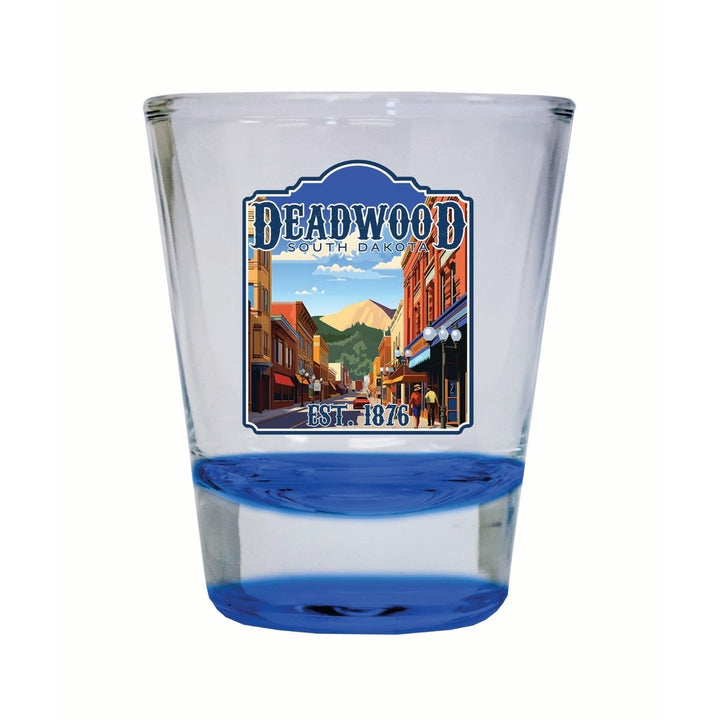 Deadwood South Dakota Wild West Design Souvenir 2 Ounce Shot Glass Round Image 1