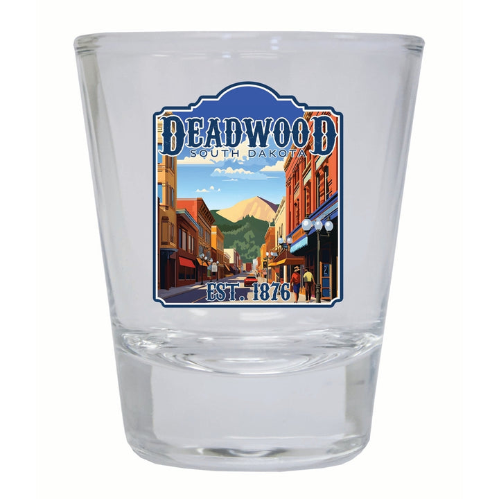 Deadwood South Dakota Wild West Design Souvenir 2 Ounce Shot Glass Round Image 3