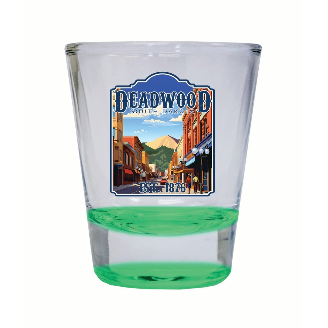 Deadwood South Dakota Wild West Design Souvenir 2 Ounce Shot Glass Round Image 4