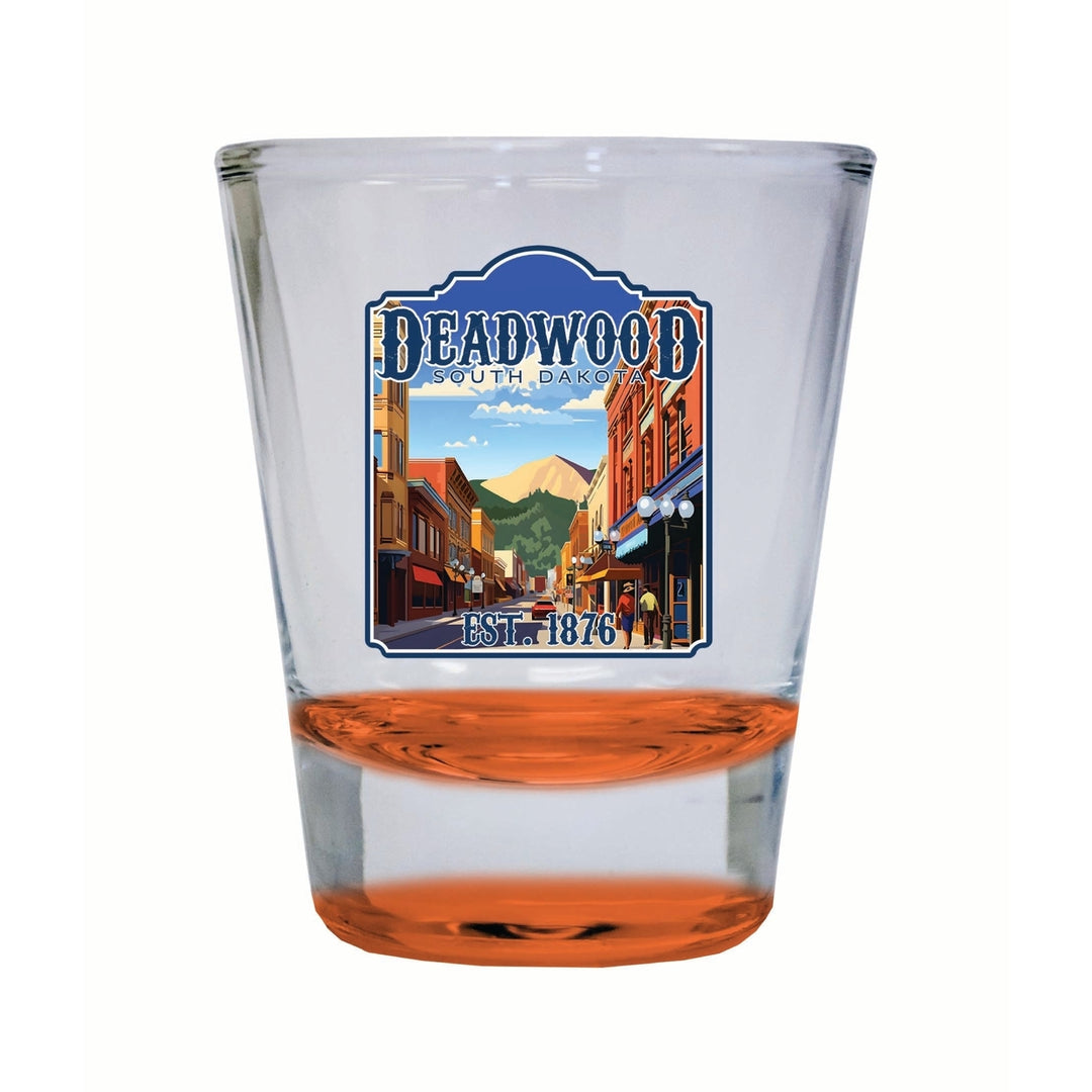 Deadwood South Dakota Wild West Design Souvenir 2 Ounce Shot Glass Round Image 4