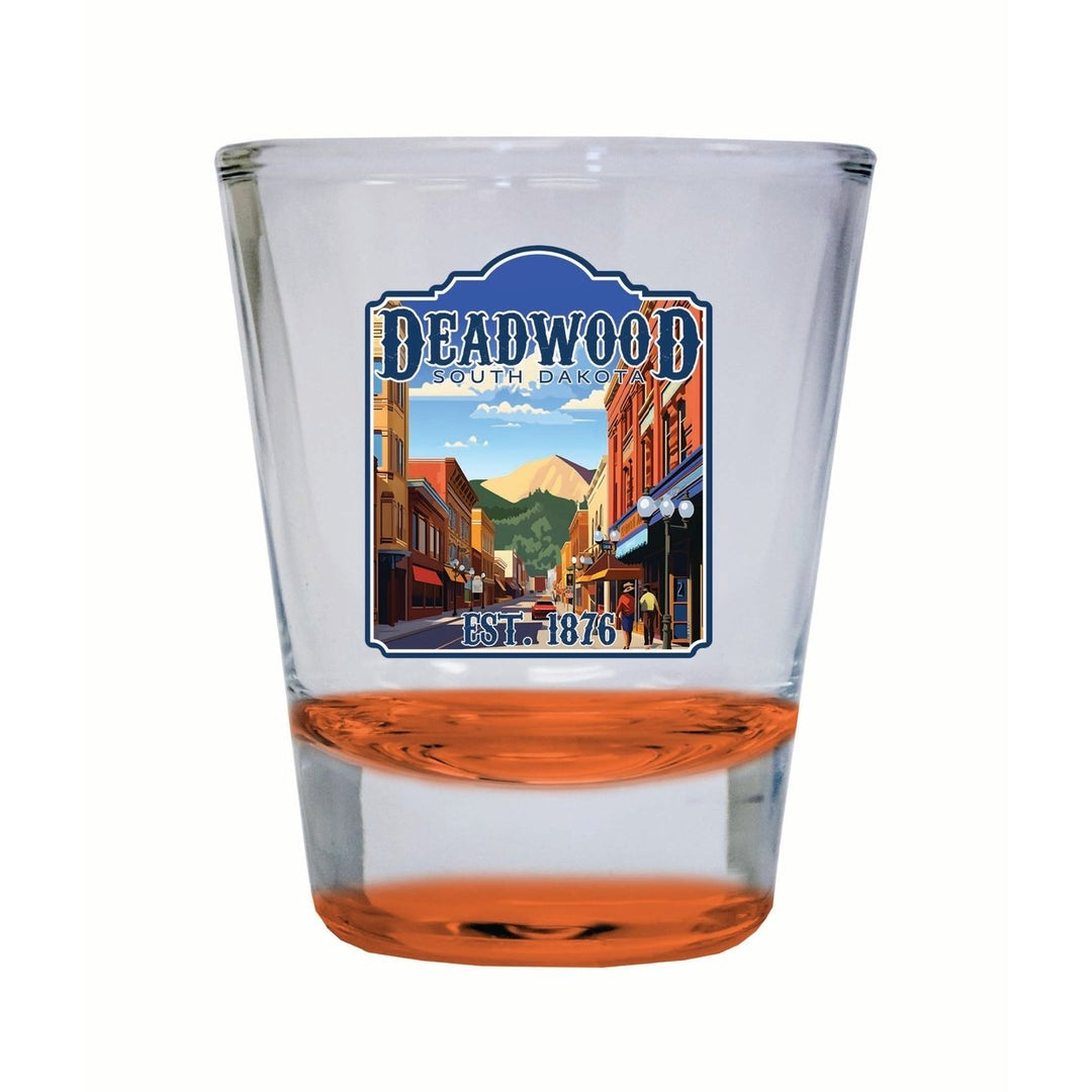 Deadwood South Dakota Wild West Design Souvenir 2 Ounce Shot Glass Round Image 1